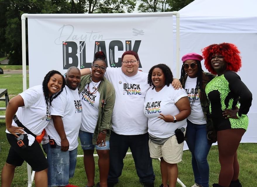 Dayton Black Pride founders, from left to right, Vanessa Moon, Mel Carroll, Naomi Tellis, Michael Knote, Chrisondra Goodwine, NaAsiaha Simon, and Cherry Poppins (aka Danny Thomas).